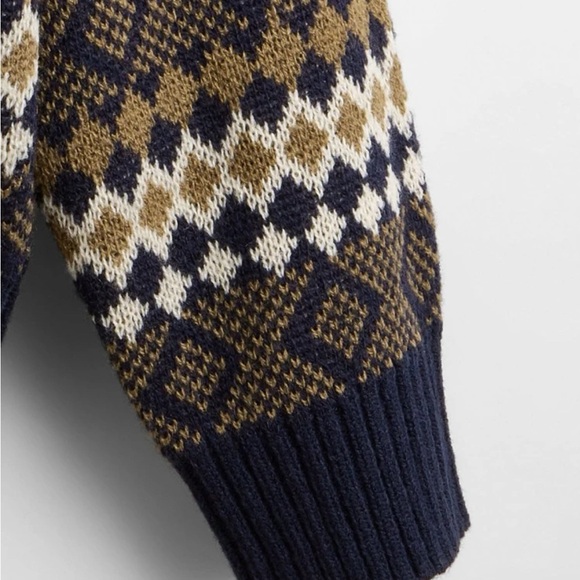 Drop Shoulder Argyle Pattern Sweater - Picture 3 of 5